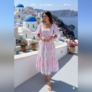 Lilly Pulitzer Katalina 10 Dress Cotton Eyelet White Pink